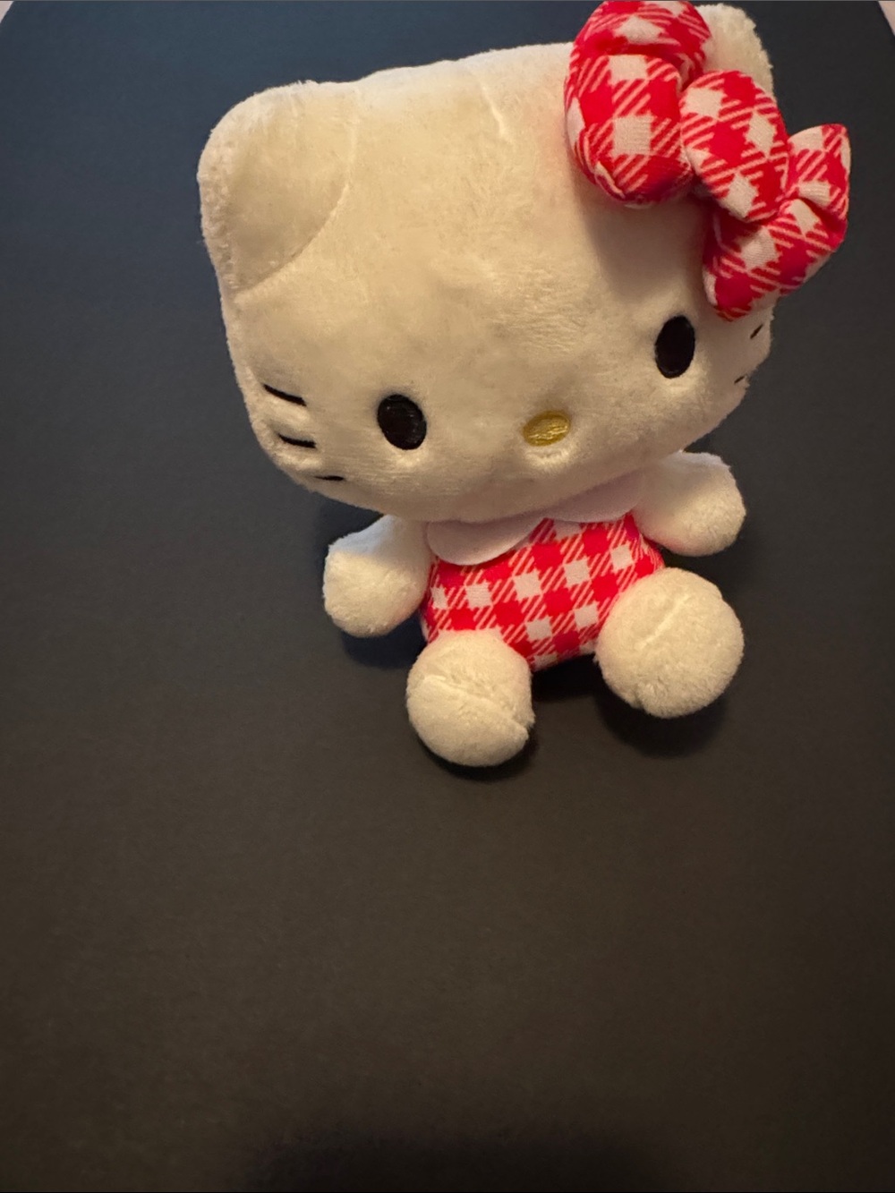 Hello Kitty Inspired Plush Toy - White with Red Gingham Bow